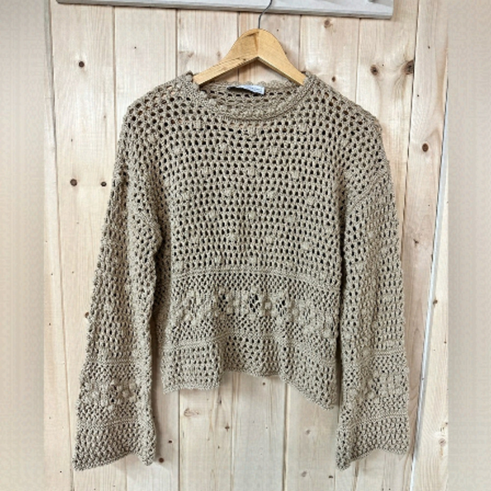 Zara Crochet Top Size S; Boho, Flare Sleeves,  Cottagecore, Festival